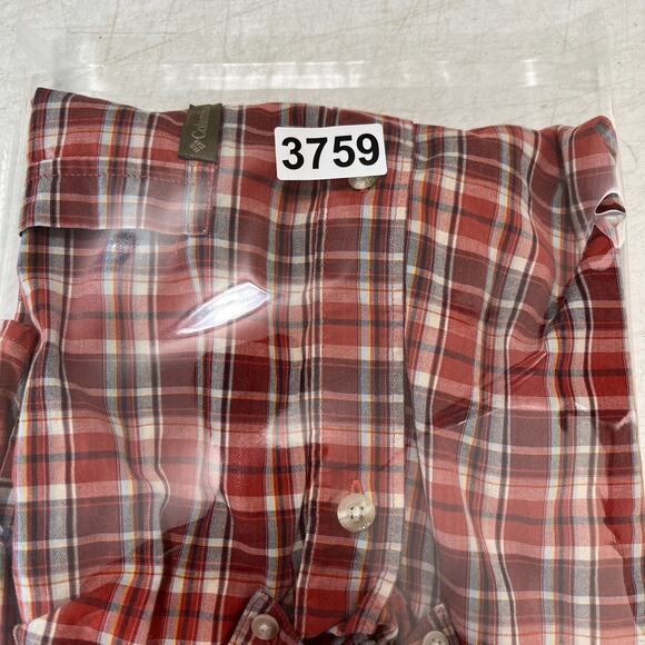 Columbia Mens Casual Button-Up‎ Shirt 2XT Tall Red Plaid Easy Care Short Sleeve - Picture 8 of 8